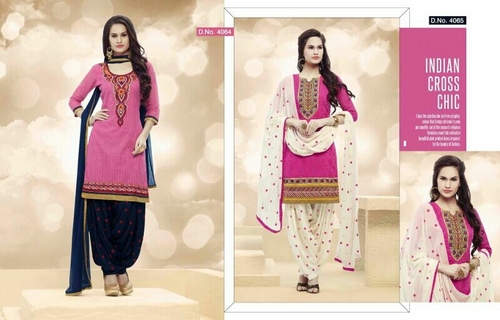 PATIYALA 29 Cotton Suit - Pink, Multiple Sizes | Embroidered, Comfortable, Stylish, Durable, Versatile