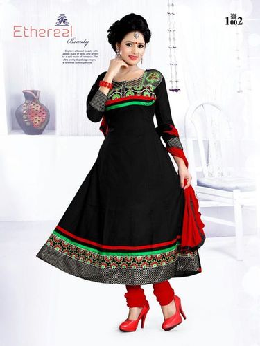 Black Cotton Anarkali Suit