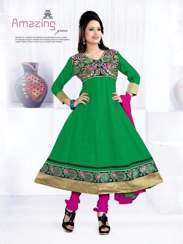 Exclusive Green Cotton Anarkali