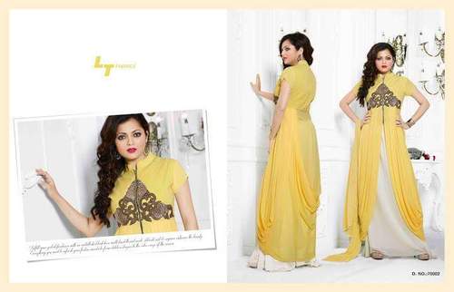 Designer Yellow Anarkali Suit - Georgette Fabric, Yellow Color, 3 Pieces | Elegant Design, Comfortable Wear, Versatile Look