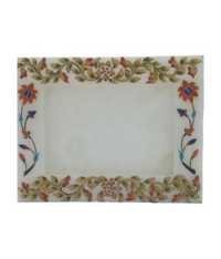 Marble Photo Frame - 8.382 X 8.382 X 0.245 Cm | Multi Color, Floral Design, Elegant Rectangular Shape