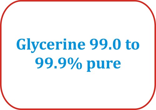 Glycerine 99.0 to 99.9% pure