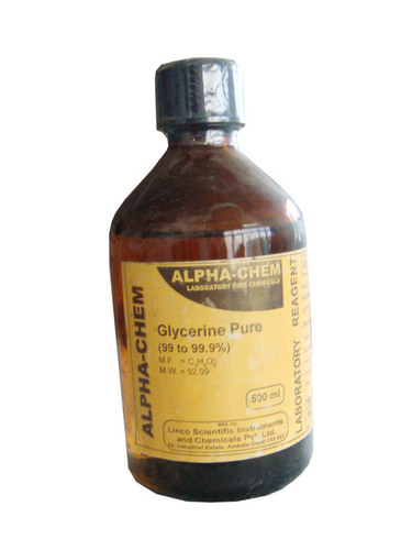 Glycerol 99.0 to 99.9% Pure - Glass Bottle 500ml, Amber, LR Grade, High Purity