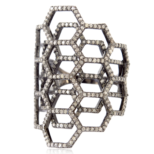 .925 Sterling Silver Diamond Cocktail Ring