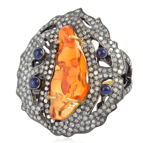 Fire Opal Gemstone Cocktail Ring