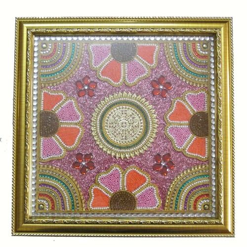 Pink and Orange Wood Baajot Pooja Chowki