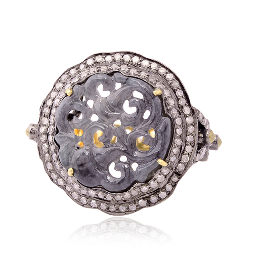 Jade Carved Cocktail Ring