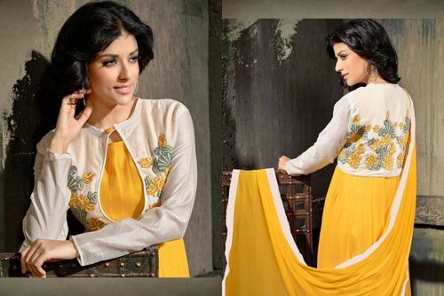 Exclusive Yellow Anarkali Suit - Georgette Fabric, 14 Pieces | Elegant Design, Comfortable Fit, Stylish Look