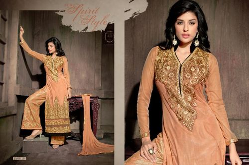 Traditional Light Orange Anarkali Suit - Georgette Fabric, 14 Pieces | Elegant Design, Soft Georgette, Ready to Ship
