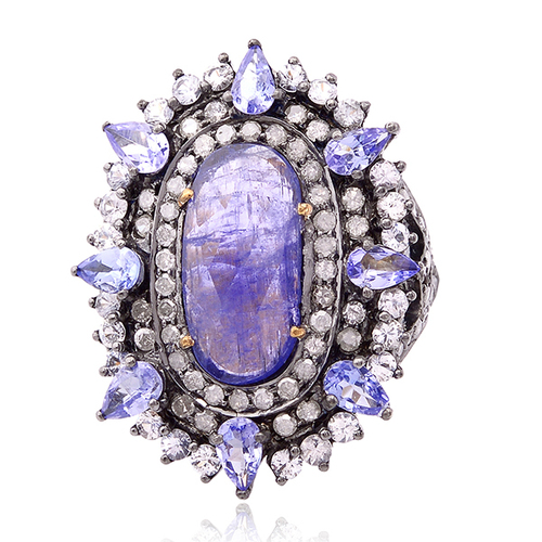 18k गोल्ड जेमस्टोन कॉकटेल रिंग