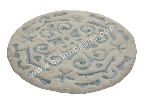Round Bath Mat - 100% Cotton 80x80 cm Multi-Color | Soft Anti-Slip Quick Drying Machine Washable Shrink Resistant