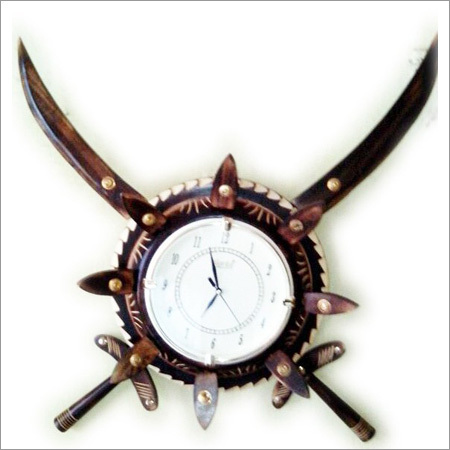 Wooden Antique Talwar Wall Clock
