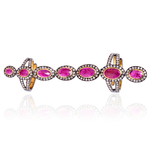 Diamond Pave Ruby Knuckle Ring