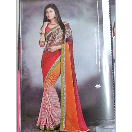 Multicolour printed saree