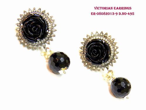 Victorian Black Rose Earring Gender: Women