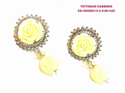 Victorian  Yellow Rose Earring