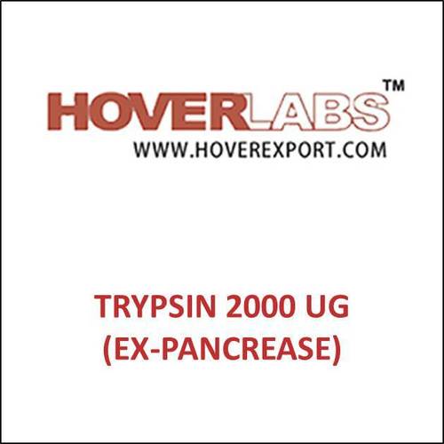 Trypsin 2000 UG (Ex-Pancrease) - Porcine Pancreas, White Powder, 2000 Units/mg | Protein Digestion, Cell Culture, High Purity, Enzyme Activity, Refrigerated Vials