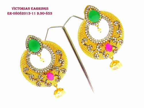 Exclusive Victorian Ruby Green Earring