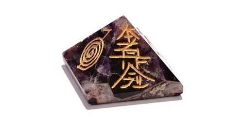 Reiki Symbol Pyramid - Crystal, Various Sizes, Purple | Durable, Smooth Finish, Positive Energy