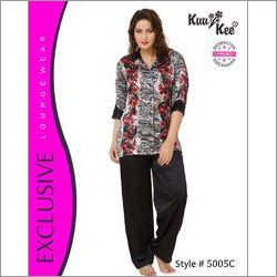 Colored Ladies Satin Night Suit Size: Customized