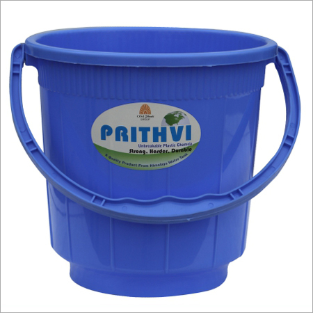 13 Ltr Bucket (Prithvi) - Plastic, 13 Liters, Blue | Durable, Easy Grip, Lightweight, Stackable, Wide Mouth, Double Handle, Round Shape