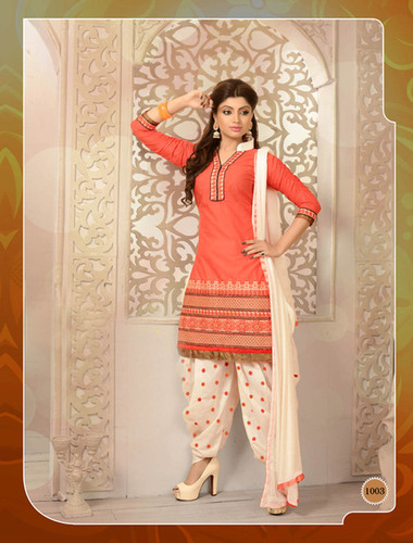 ORANGE AND CREAM PATIALA STYLE SALWAR KAMEEZ