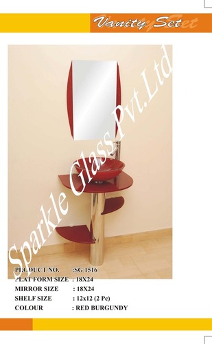 Glass Vanity Set SG-511 - Glass, Ceramic & Metal, 550x430x835 mm, Red | Stylish Design, Oval Bowl, Easy Install