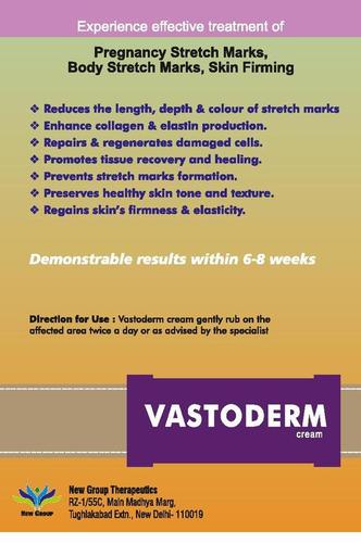 Vastoderm Stretch Mark Remover - Detailed Literature Page, Clear Print, Supreme Quality Information on Usage and Ingredients