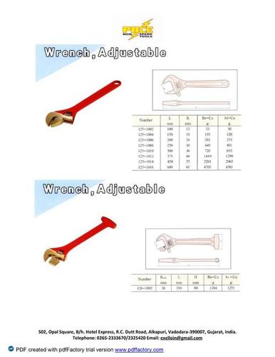 Non Sparking Adjustable Wrenches