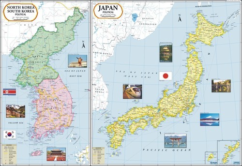 Japan North Korea & South Korea Map
