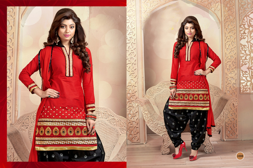 RED AND BLACK PATIALA STYLE SALWAR KAMEEZ