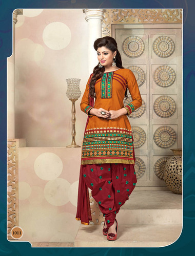 YELLOW AND MAROON PATIALA STYLE SALWAR KAMEEZ
