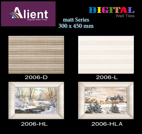 Color Matt Wall Tiles - Ceramic, 300x300 & 300x450mm, Beige, Scratch Resistant, Water Absorption <10%