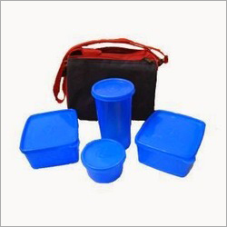 Plastic Blue Color Glass Lunch Box Set