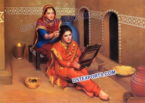  Punjabi Ladies Fiber Glass Statues