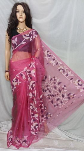 Pink Resom Muslin Saree