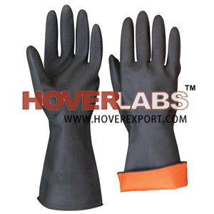 Gloves, Rubber - Rubber, Wrist-Length, Black | Durable, Protective, Chemical Resistant, Reusable, Comfortable, Boxed 100 Pieces