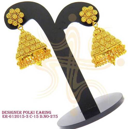Copper Jhumka Ethinic Polki Earrings