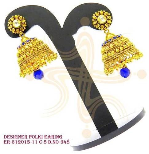 Royal Blue Polki Necklace Earrings