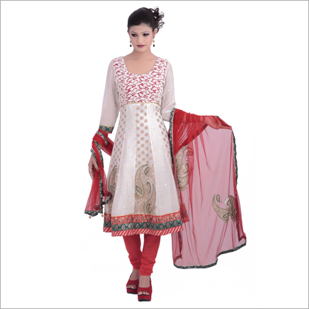 Red White Anarkali