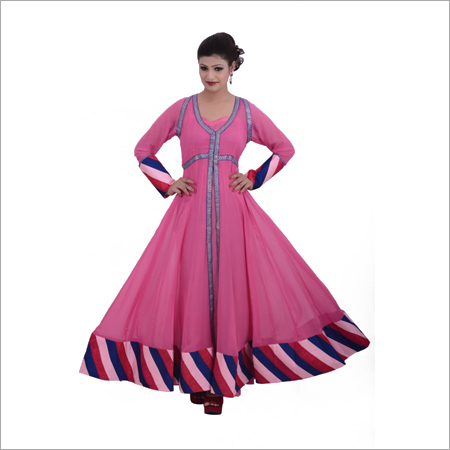 Pink Floor length anarkali