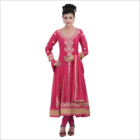 Pink red Heavy anarkali suit in georgette