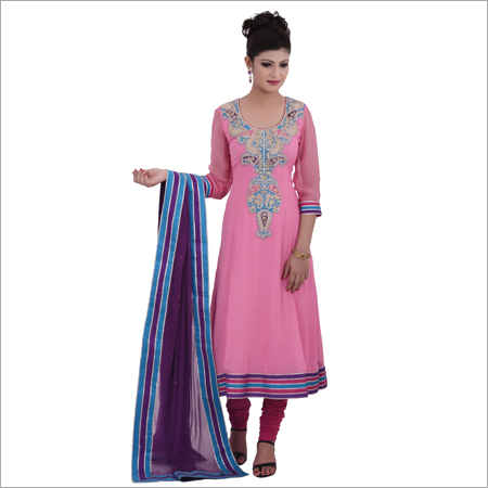 Neon Pink anarkali suit in georgette