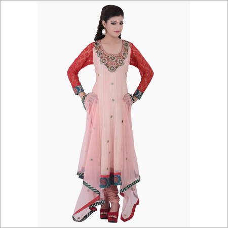 Peach pure georgette anarkali