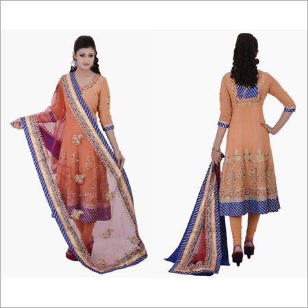 golden Heavy gota patti work anarkali suit