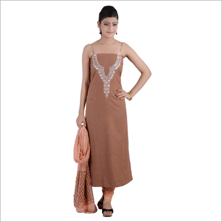 Unstitched Cotton Hand block printed suit