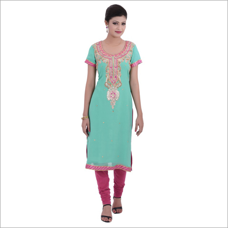 Gota patti straight pure georgette suit