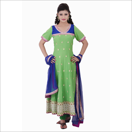 Neon green silk floor length