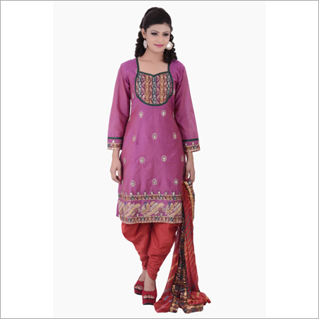 onion pink chanderi Gota patti straight suit