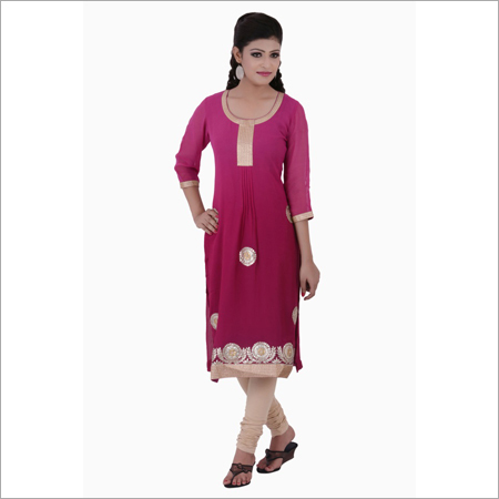 Pink purple shaded gota patti straight suit